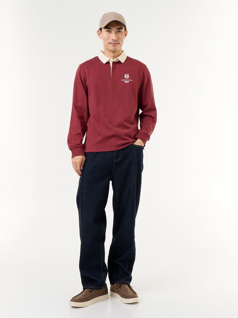 Polo stile rugby con scritte ricamate Blu - Kiabi