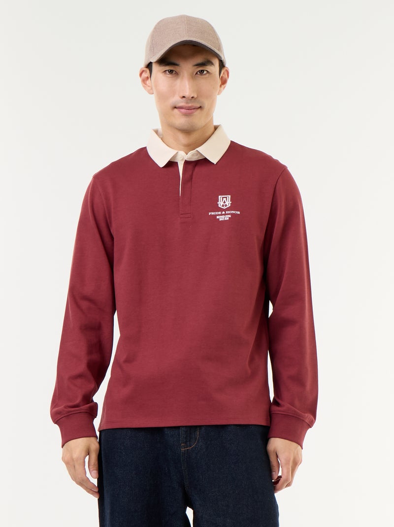 Polo stile rugby con scritte ricamate Blu - Kiabi