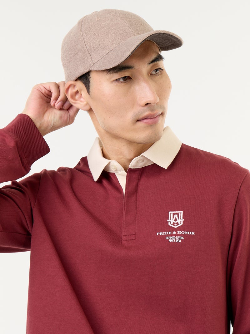 Polo stile rugby con scritte ricamate Blu - Kiabi
