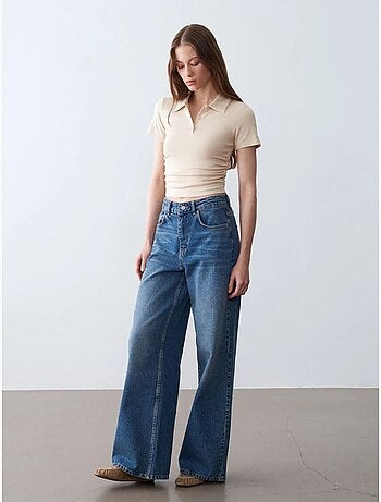 Polo t-shirt cropped da donna slim fit dilvin