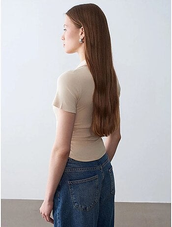 Polo t-shirt cropped da donna slim fit dilvin