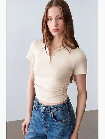 Polo t-shirt cropped da donna slim fit dilvin