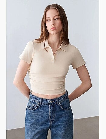 Polo t-shirt cropped da donna slim fit dilvin
