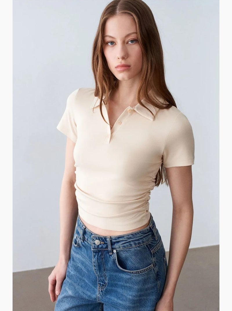 Polo t-shirt cropped da donna slim fit dilvin Beige argilla - Kiabi