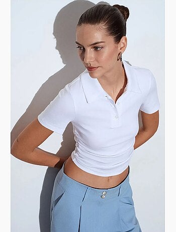 Polo t-shirt cropped da donna slim fit dilvin