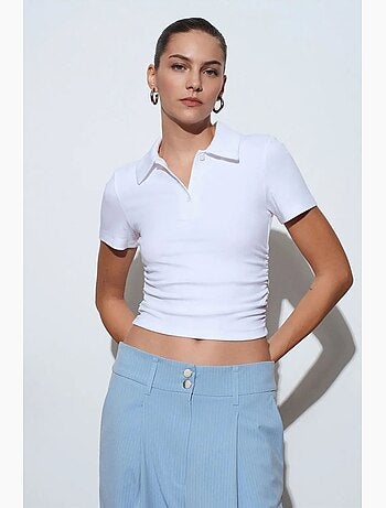 Polo t-shirt cropped da donna slim fit dilvin