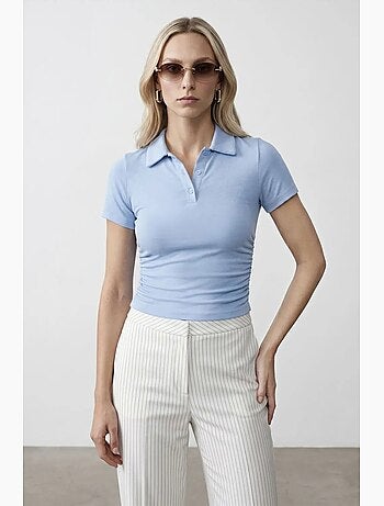 Polo t-shirt cropped da donna slim fit dilvin