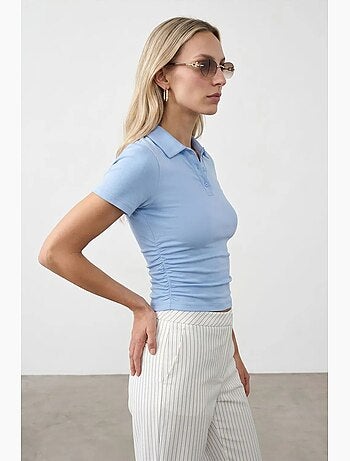 Polo t-shirt cropped da donna slim fit dilvin