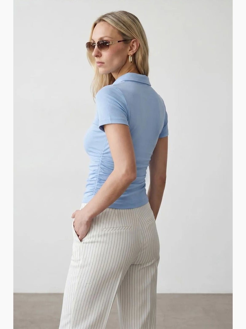 Polo t-shirt cropped da donna slim fit dilvin Blu cielo - Kiabi