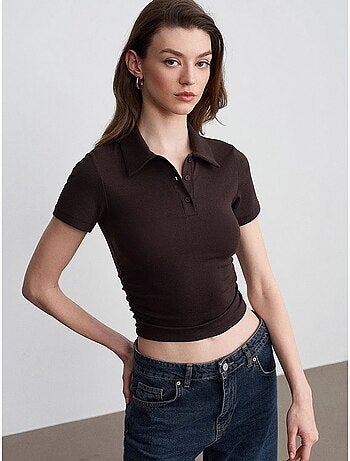 Polo t-shirt cropped da donna slim fit dilvin
