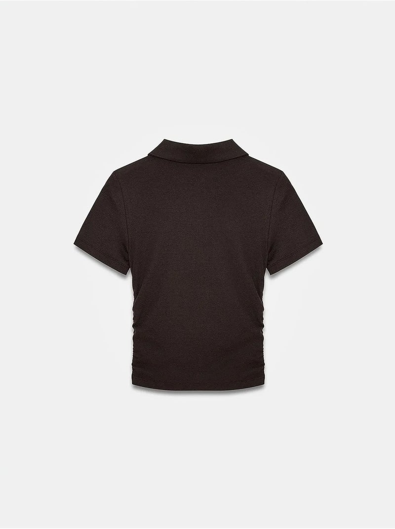 Polo t-shirt cropped da donna slim fit dilvin Marrone cioccolato - Kiabi