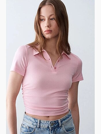 Polo t-shirt cropped da donna slim fit dilvin