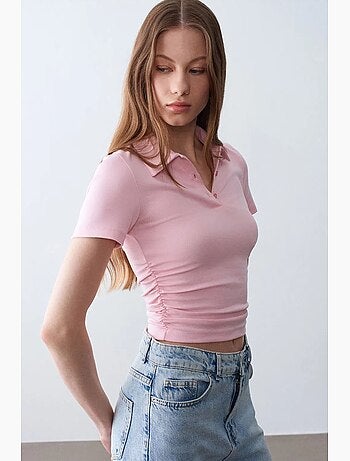 Polo t-shirt cropped da donna slim fit dilvin