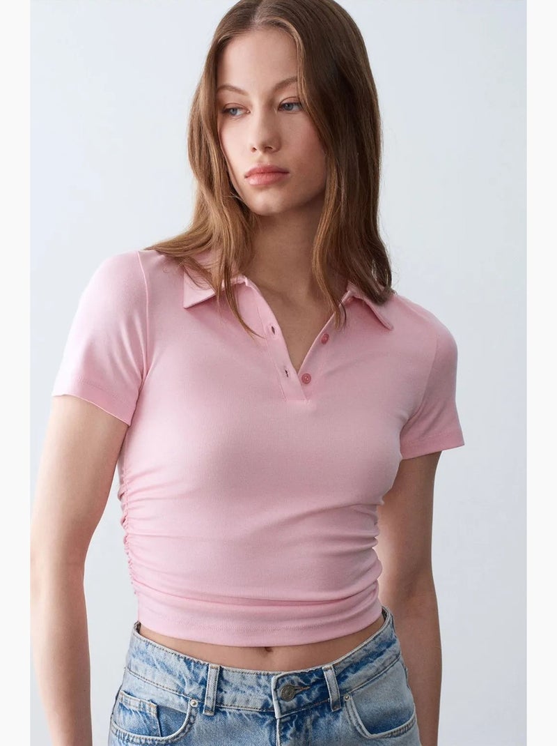 Polo t-shirt cropped da donna slim fit dilvin Rosa confetto - Kiabi