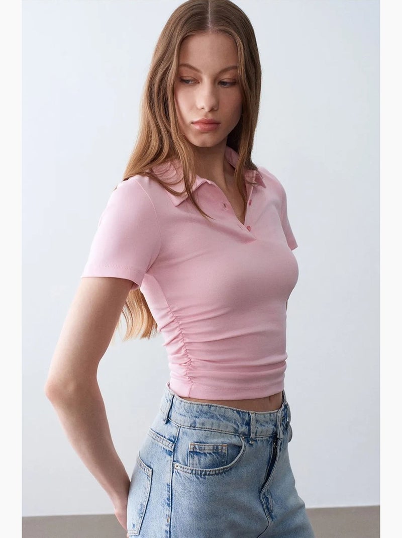 Polo t-shirt cropped da donna slim fit dilvin Rosa confetto - Kiabi