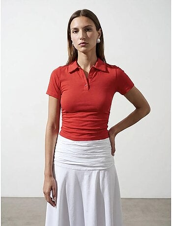 Polo t-shirt cropped da donna slim fit dilvin