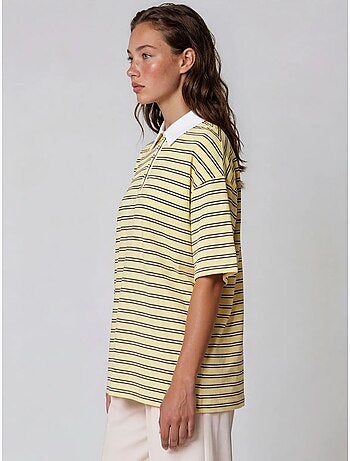 Polo t-shirt da donna in cotone a righe busem
