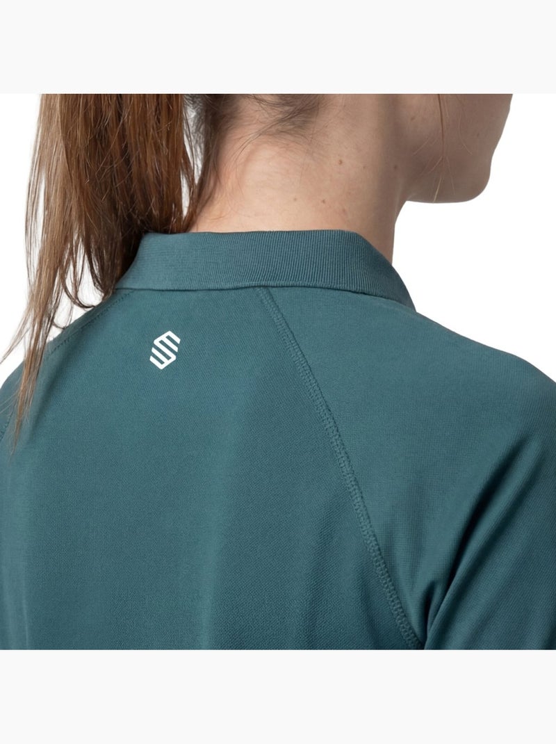 Polo tennis tecnica mezza zip donna tennis donna player-w Verde - Kiabi