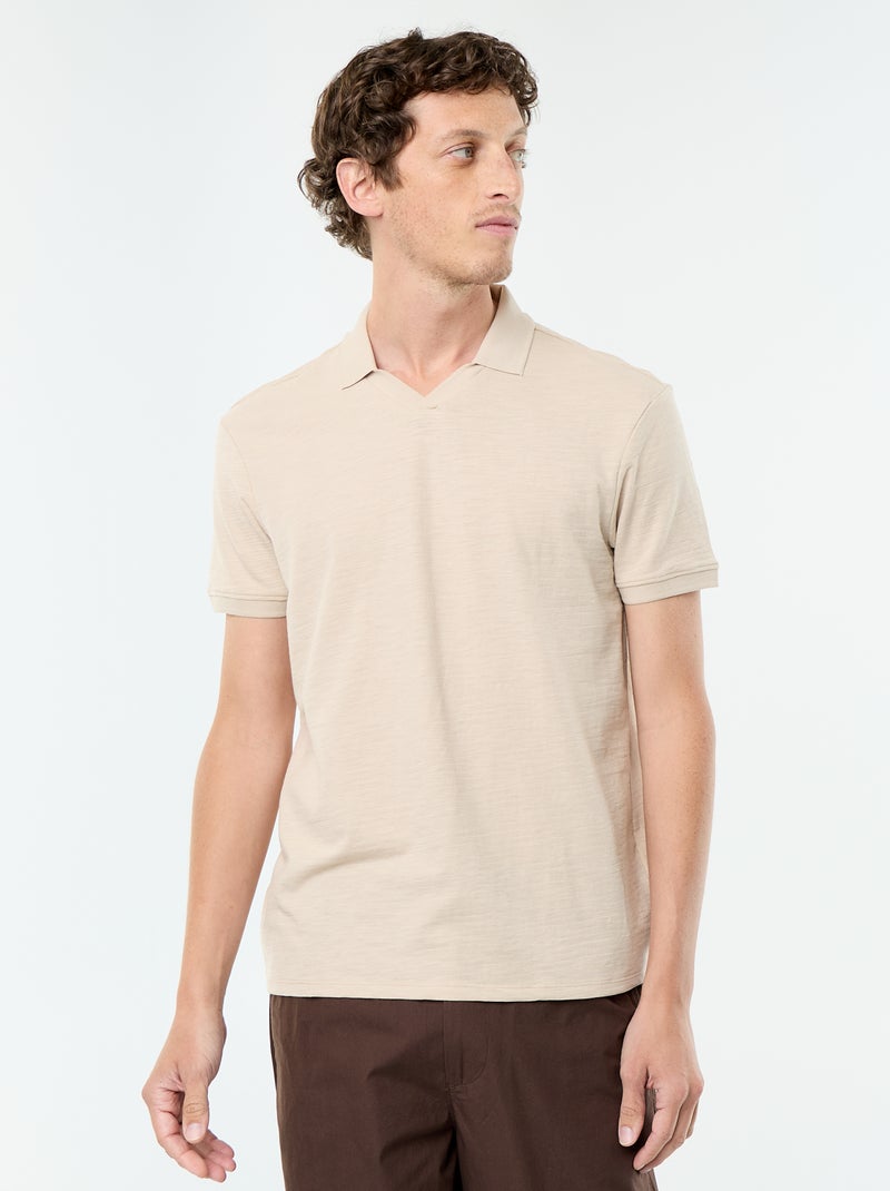 Polo tinta unita a maniche corte Beige - Kiabi