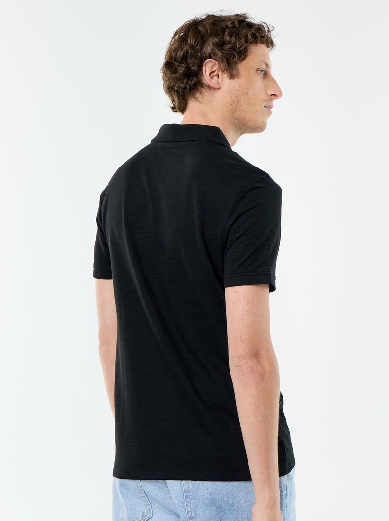 Polo tinta unita a maniche corte Nero - Kiabi