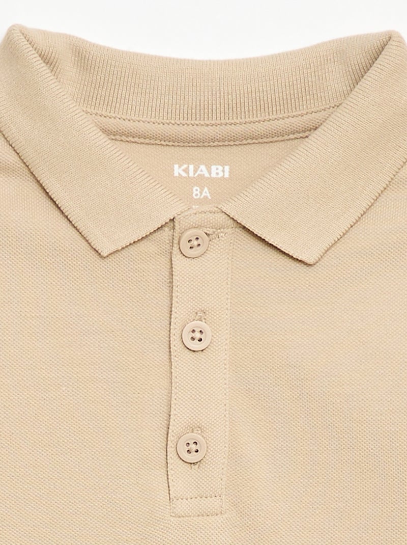 Polo tinta unita in maglia piqué Beige - Kiabi