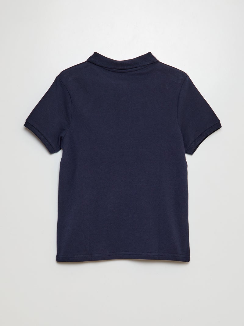 Polo tinta unita in maglia piqué blu - Kiabi