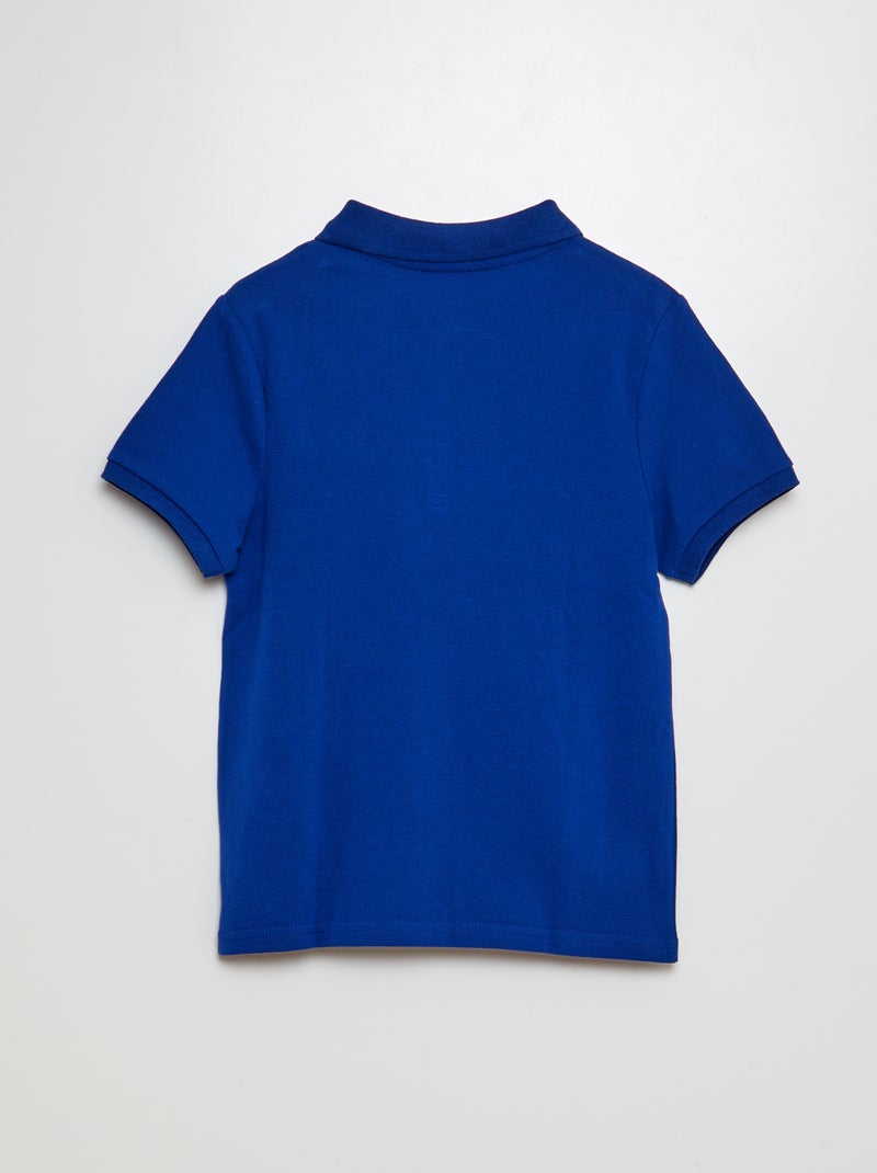 Polo tinta unita in maglia piqué blu - Kiabi