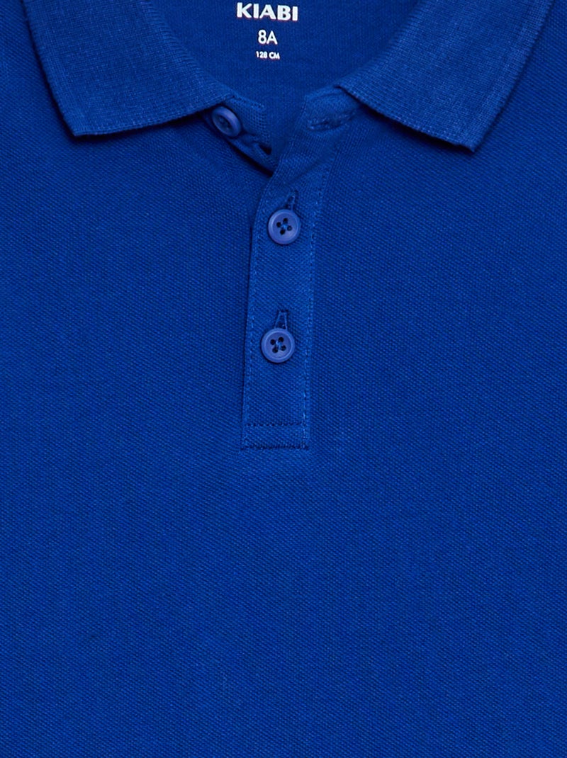 Polo tinta unita in maglia piqué blu - Kiabi