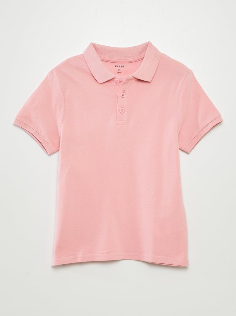 Polo tinta unita in maglia piqué ROSA - Kiabi