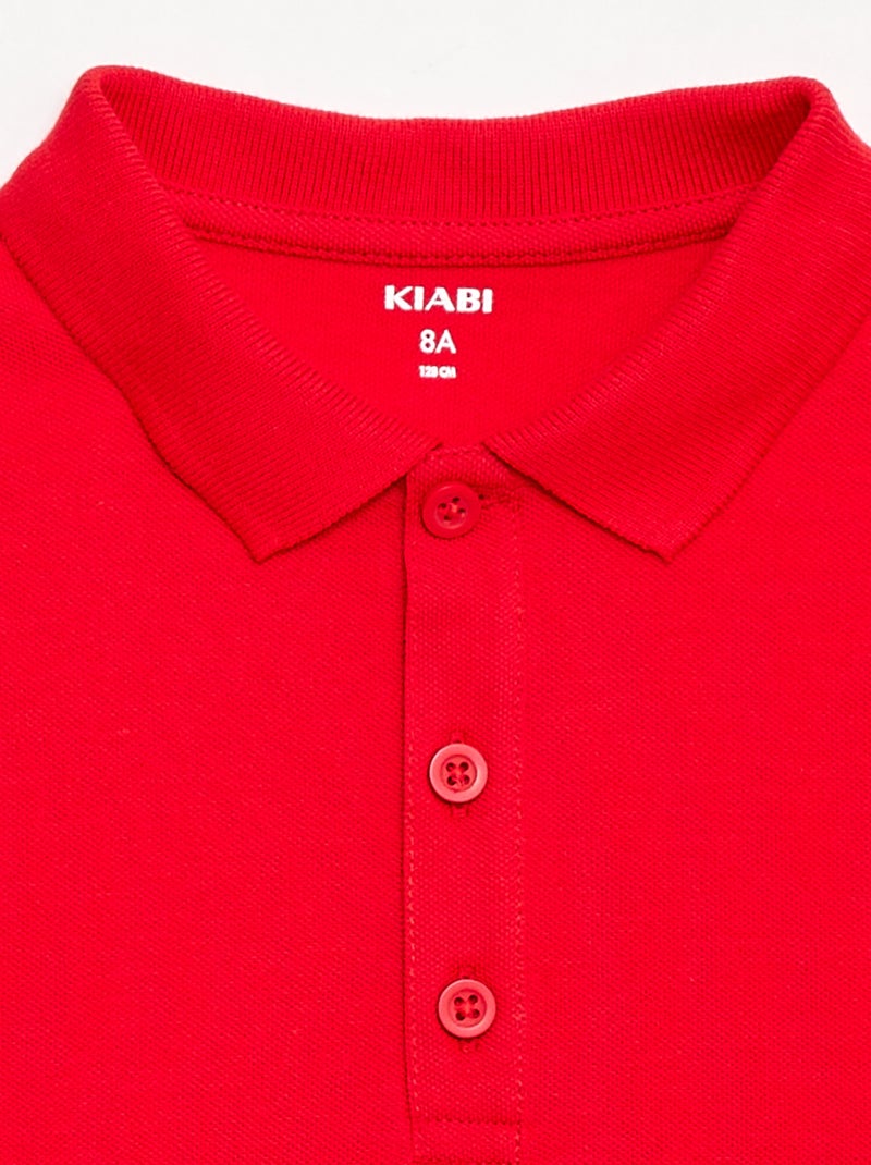 Polo tinta unita in maglia piqué Rosso - Kiabi