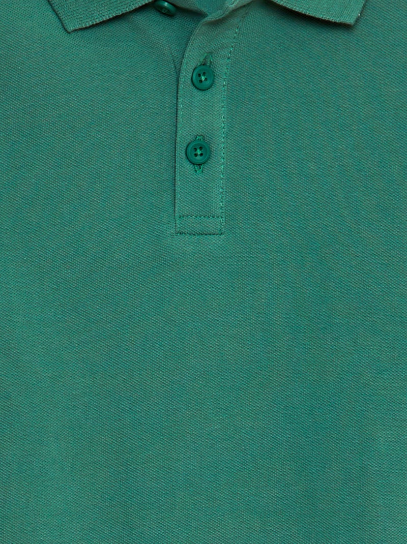 Polo tinta unita in maglia piqué verde - Kiabi