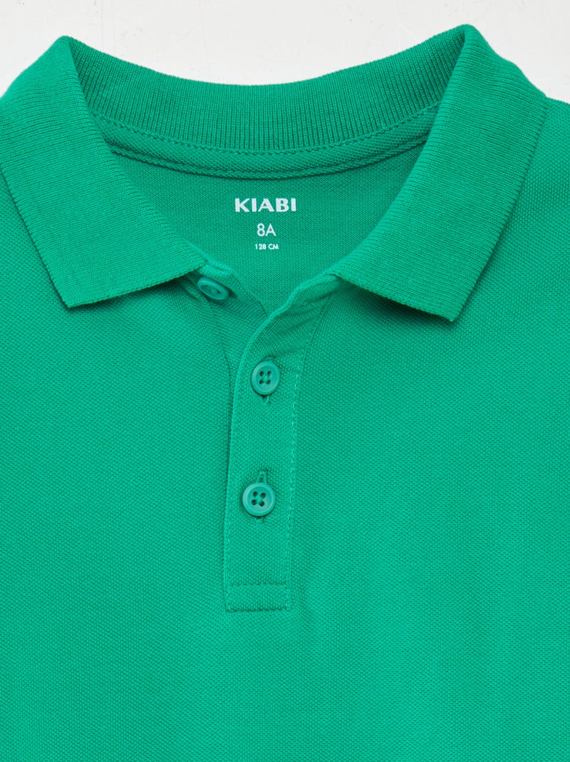Polo tinta unita in maglia piqué VERDE - Kiabi