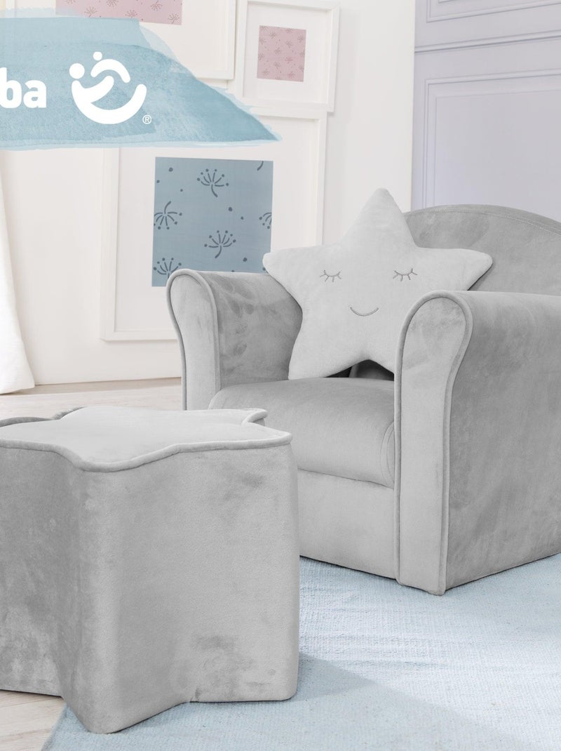 Poltroncina club per bambini in velluto morbido – ROBA "Lil Sofa" Grigio - Kiabi