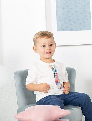 Poltroncina per bambini in velluto con gambe in legno massello – ROBA "Lil Sofa