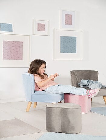 Poltroncina per bambini in velluto con gambe in legno massello – ROBA "Lil Sofa