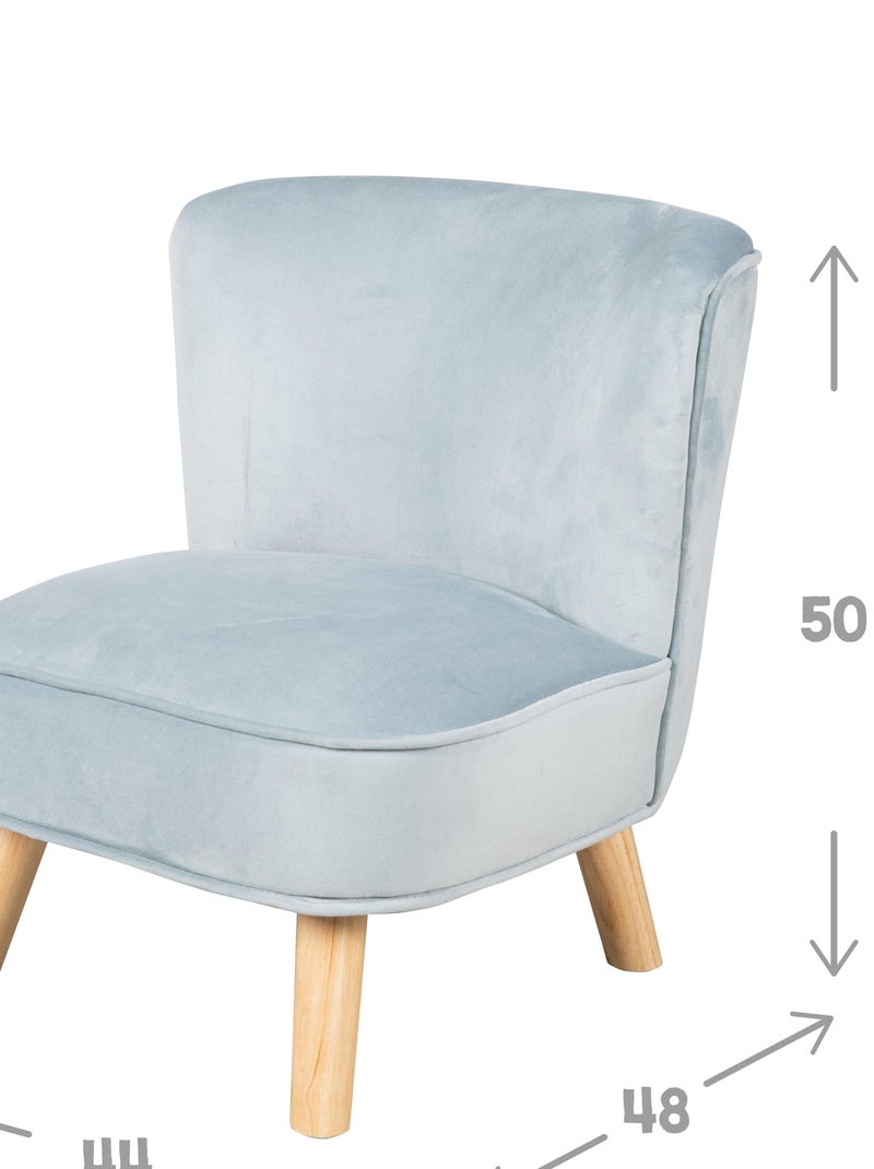 Poltroncina per bambini in velluto con gambe in legno massello – ROBA "Lil Sofa" Blu chiaro - Kiabi