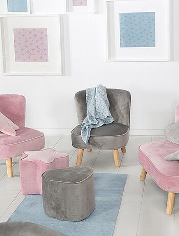 Poltroncina per bambini in velluto con gambe in legno massello – ROBA "Lil Sofa