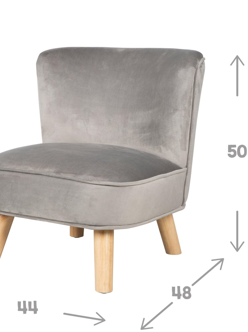 Poltroncina per bambini in velluto con gambe in legno massello – ROBA "Lil Sofa" Grigio - Kiabi
