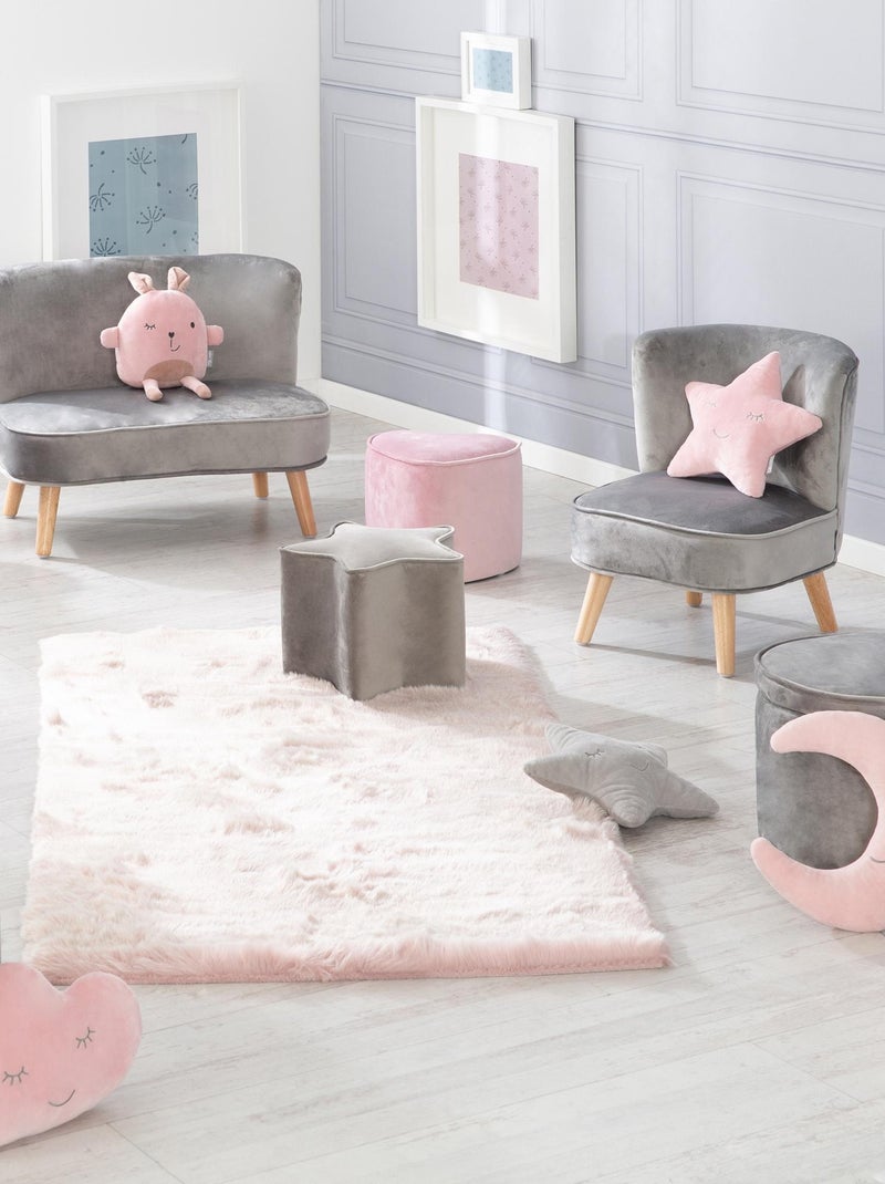 Poltroncina per bambini in velluto con gambe in legno massello – ROBA "Lil Sofa" Grigio - Kiabi