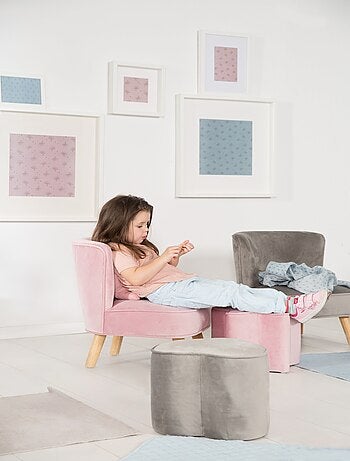 Poltroncina per bambini in velluto con gambe in legno massello – ROBA "Lil Sofa