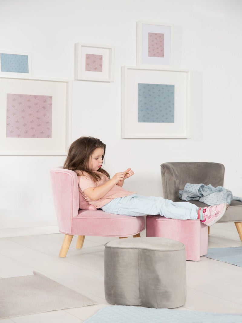 Poltroncina per bambini in velluto con gambe in legno massello – ROBA "Lil Sofa" Rosa - Kiabi