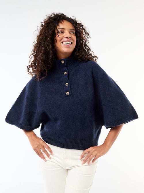 Poncho a maglia con collo alto - Kiabi