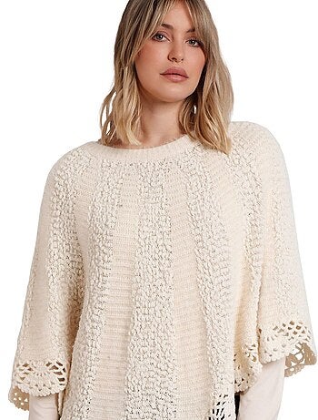 Poncho ADMAS Romantic Plain Knit per donna