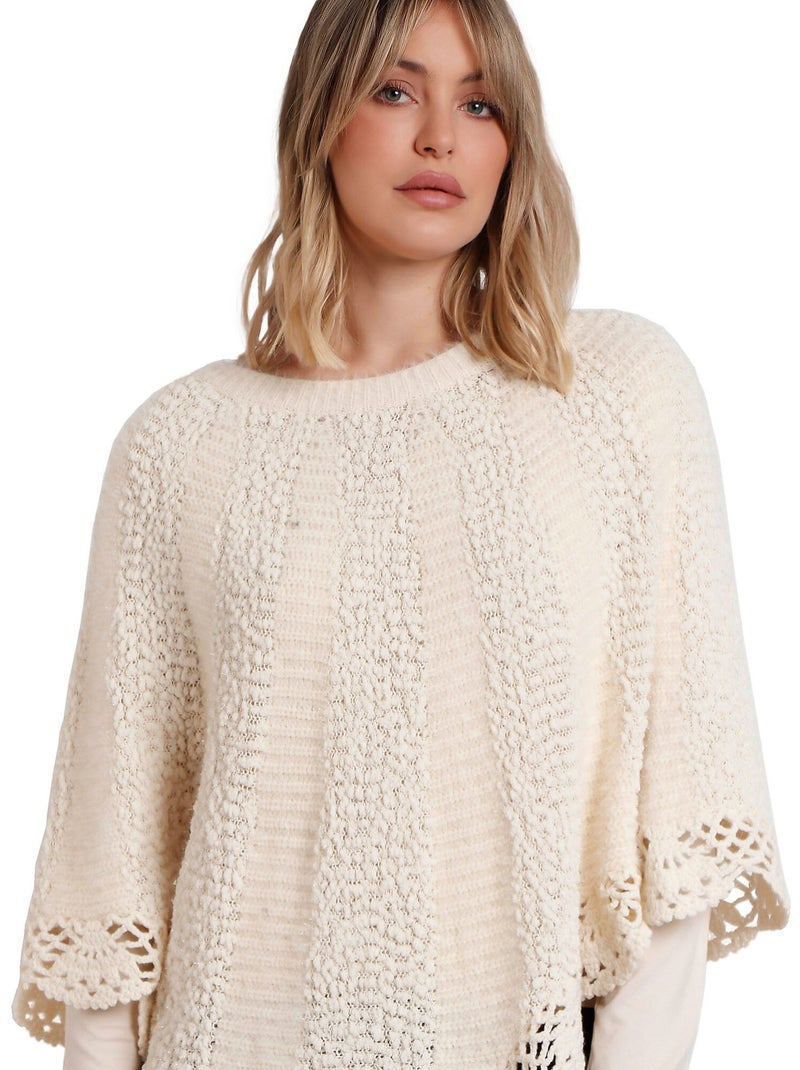 Poncho ADMAS Romantic Plain Knit per donna Ecru - Kiabi