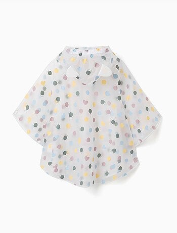 Poncho antipioggia con cappuccio e motivo a pois