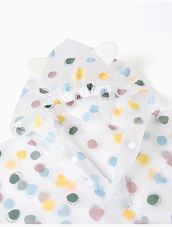 Poncho antipioggia con cappuccio e motivo a pois