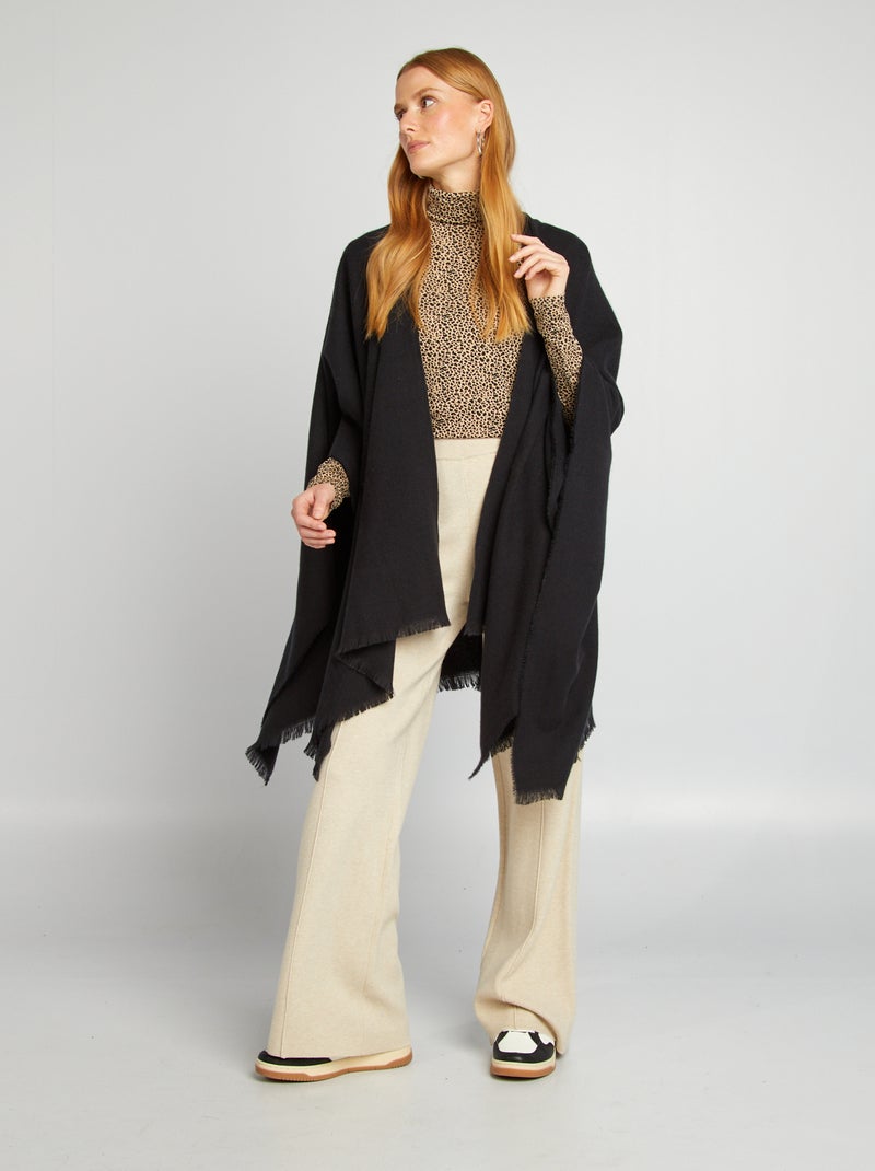 Poncho con frange NERO - Kiabi