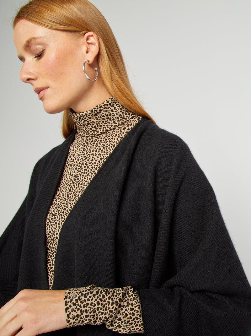 Poncho con frange NERO - Kiabi