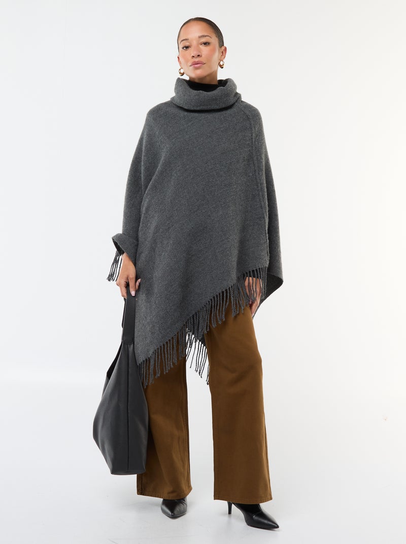 Poncho con frange 'Vero Moda' Grigio - Kiabi