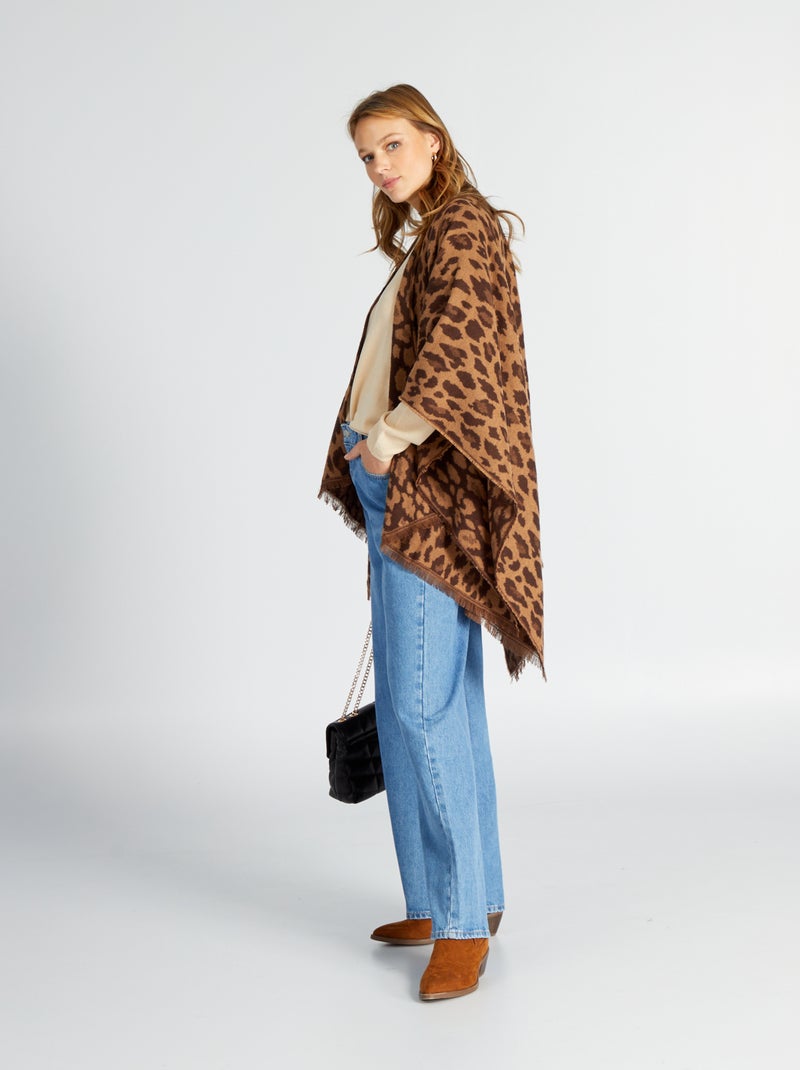 Poncho con stampa leopardata MARRONE - Kiabi